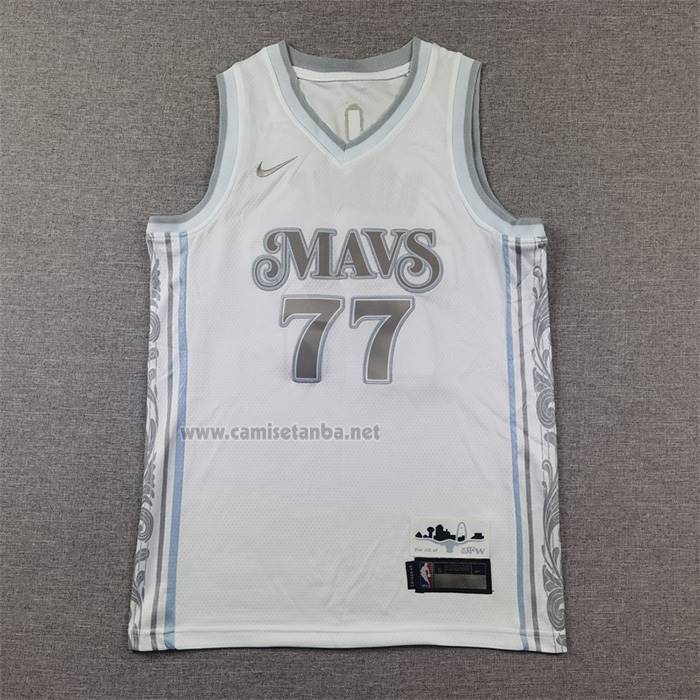 Camiseta Nino Dallas Mavericks Luka Doncic NO 77 Ciudad 2024-25 Blanco